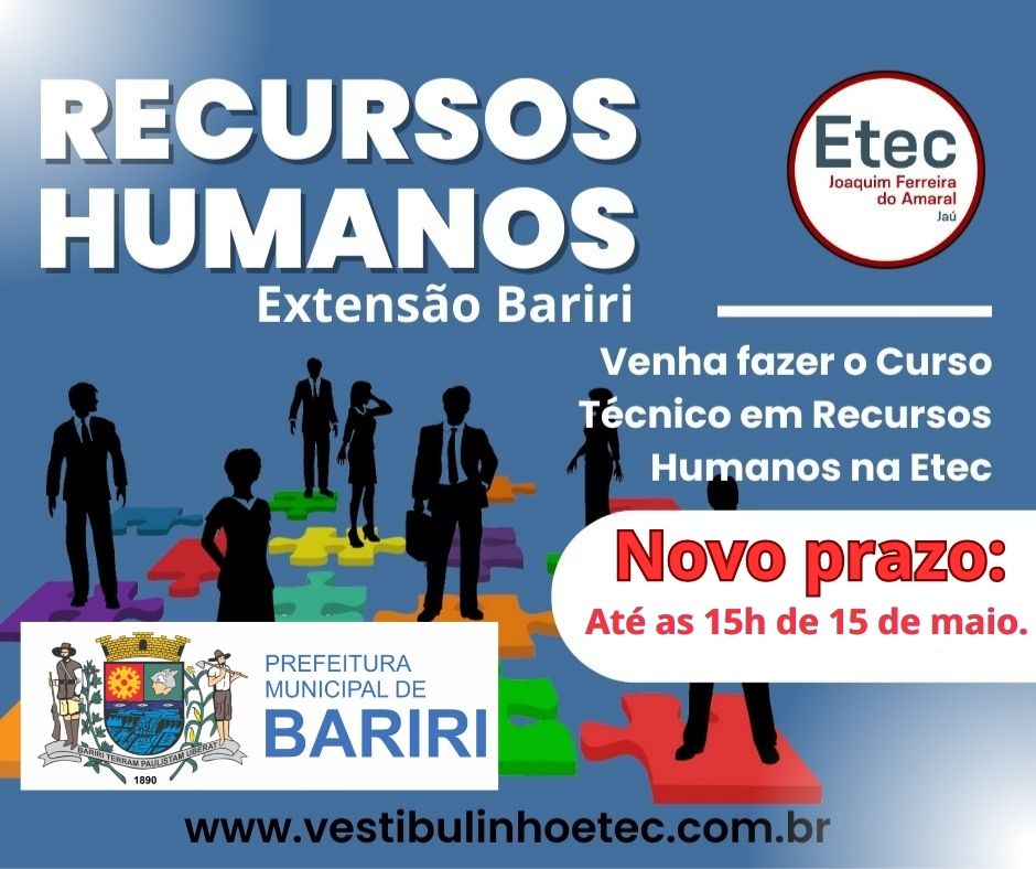 Etec prorroga inscrições para curso de Recursos Humanos Jornal Candeia