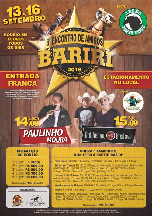 Encontro de Amigos traz rodeio em touro e prova de três tambores