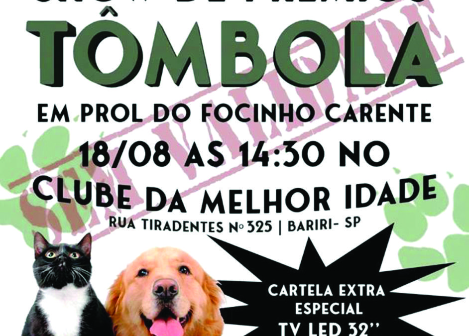 Amanhã tem show de prêmios da Focinho Carente