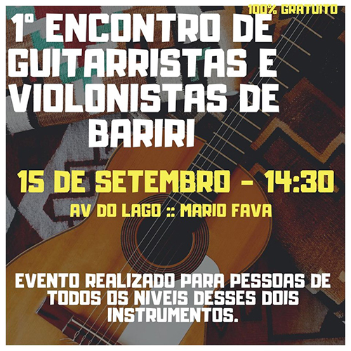 Amanhã tem encontro de músicos no Centro Mário Fava