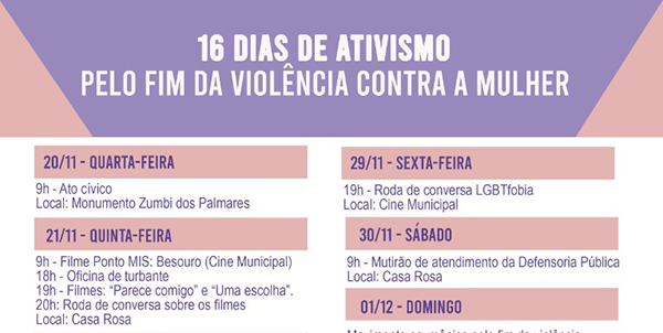 Jaú: 16 dias de ativismo pelo fim da violência contra as mulheres vai até o dia 10