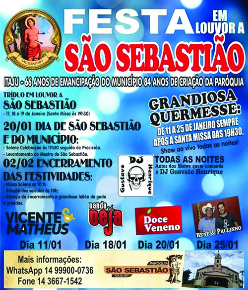 Hoje tem início a quermesse de São Sebastião em Itaju