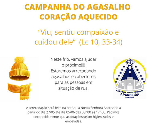 Paróquia do Santuário realiza campanha de agasalhos e cobertores