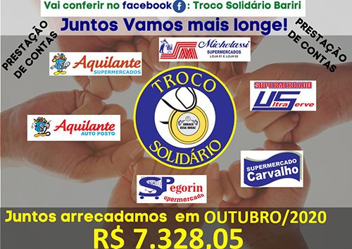 Troco Solidário: cada entidade recebeu R$ 916,01 em outubro