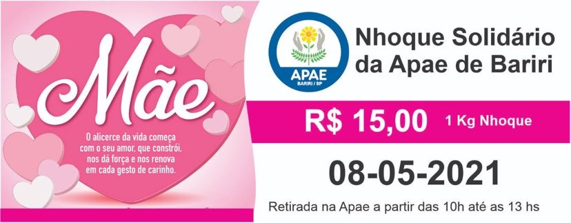 Véspera do Dia das Mães tem Nhoque Solidário da Apae