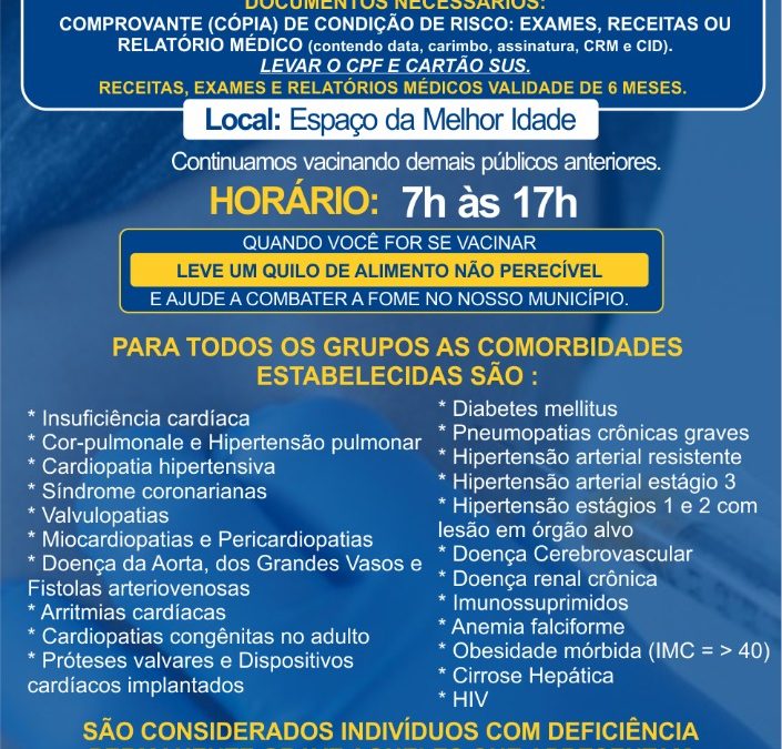 Covid-19: Bariri irá vacinar pessoas acima de 40 anos com comorbidades