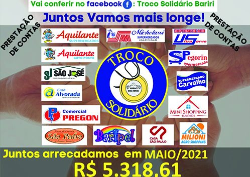 Troco Solidário rendeu R$ 664,83 a cada entidade em maio