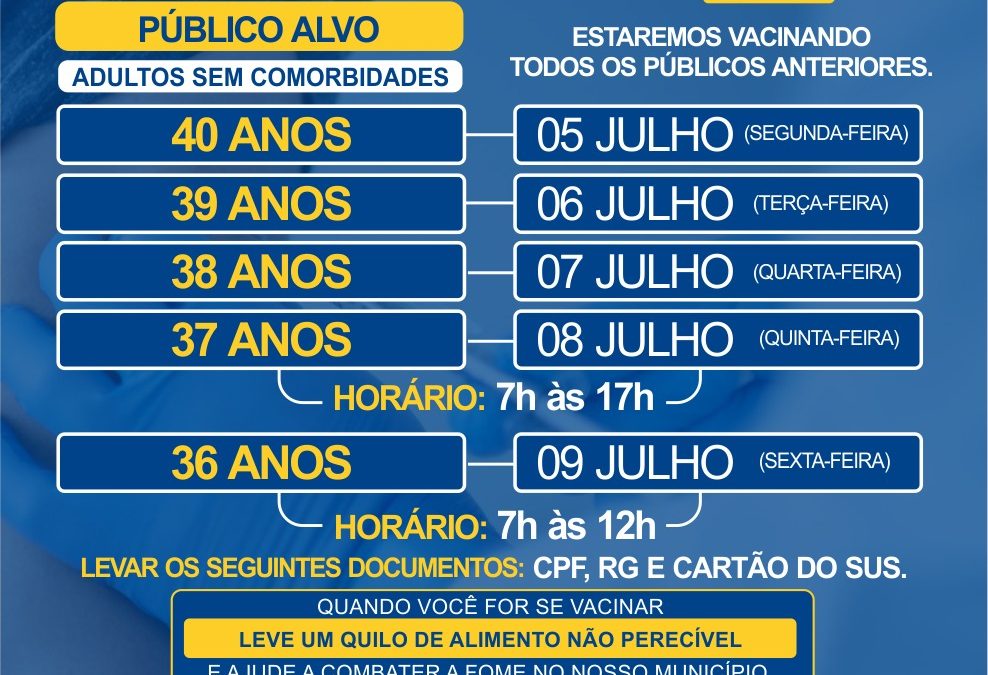 Covid-19: Bariri vacina pessoas a partir dos 36 anos