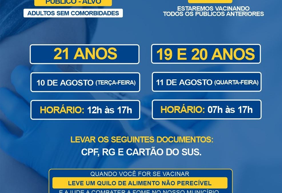 Covid-19: Bariri vacina pessoas de 19 a 21 anos