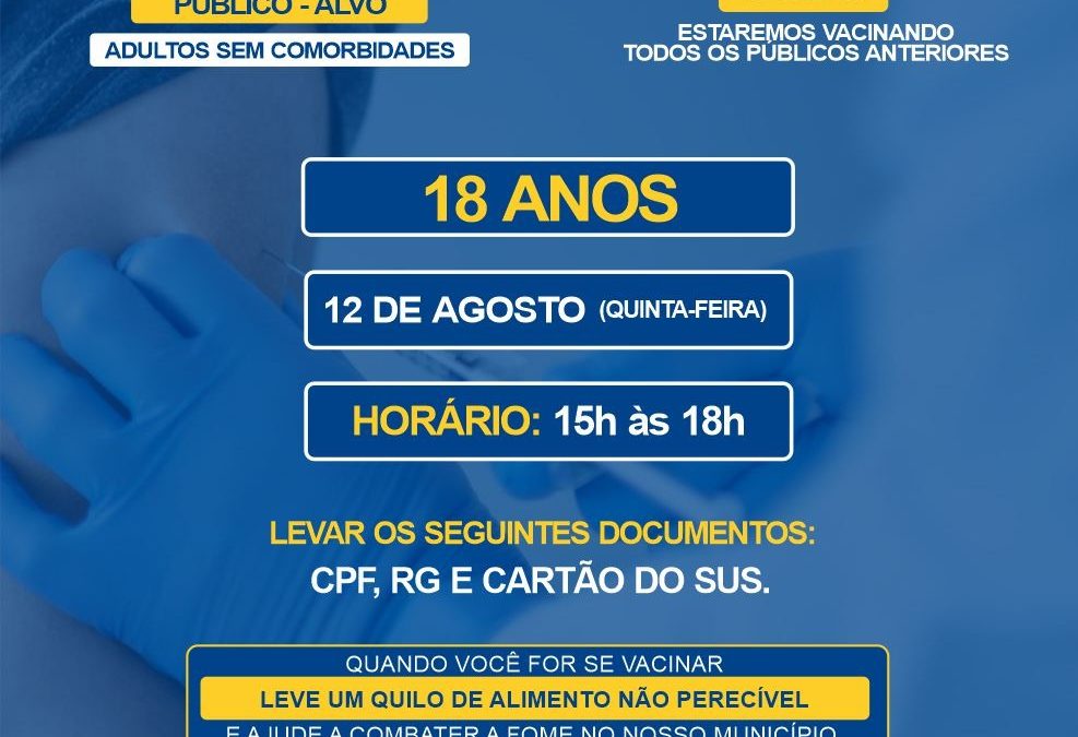 Covid-19: Bariri vacina pessoas de 18 anos