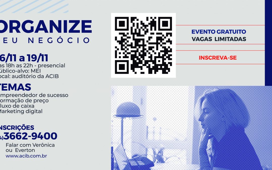 Curso Organize Seu Negócio será no final de novembro