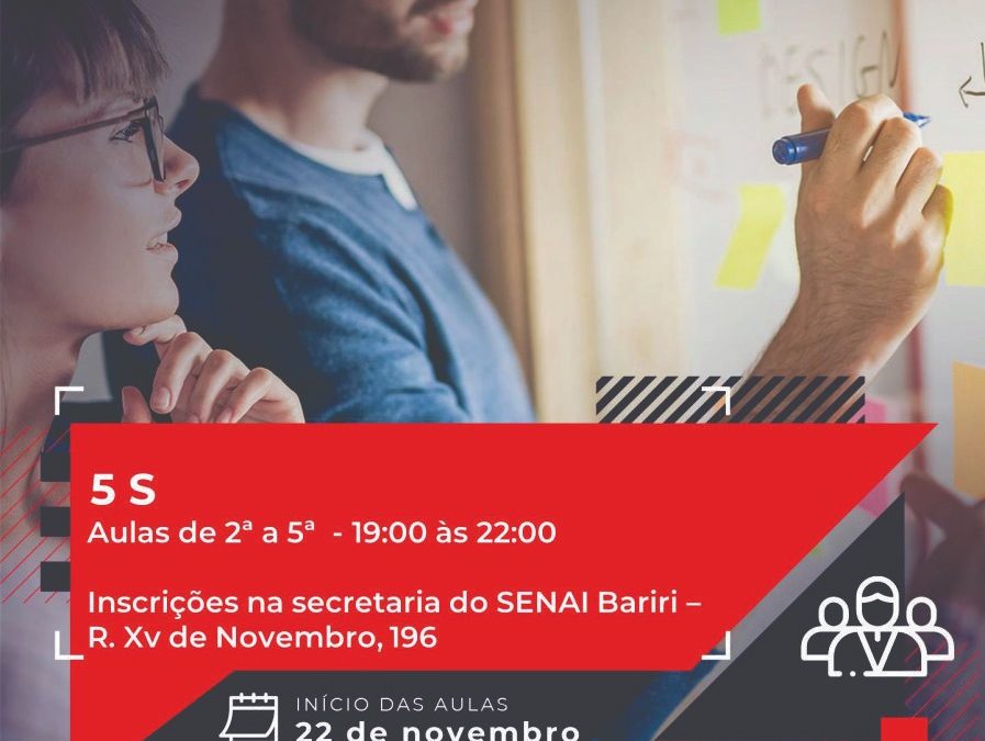 Curso de aperfeiçoamento profissional 5S tem 20 vagas