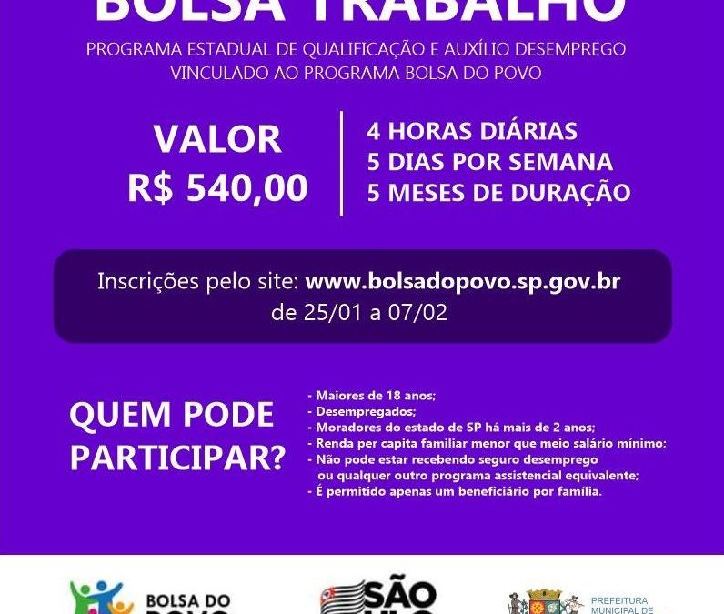 Bariri, Boraceia e Itaju têm 60 vagas de Bolsa Trabalho cada um