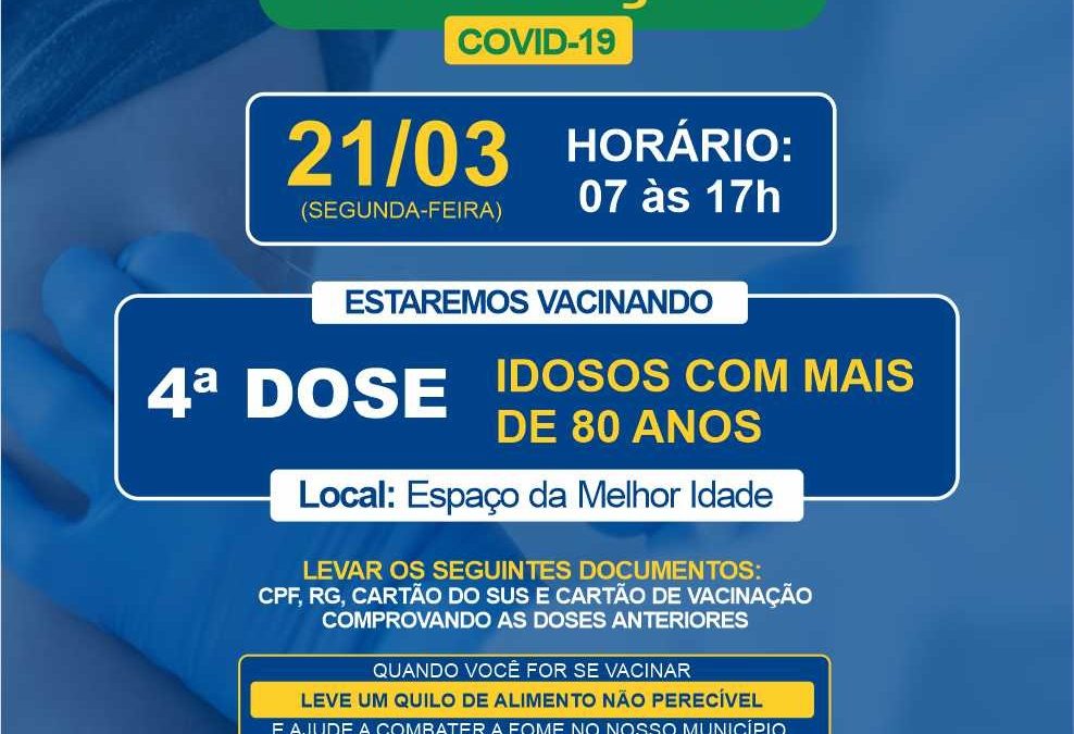 Bariri inicia a aplicação da 4ª dose da vacina contra Covid-19 aos idosos acima de 80 anos