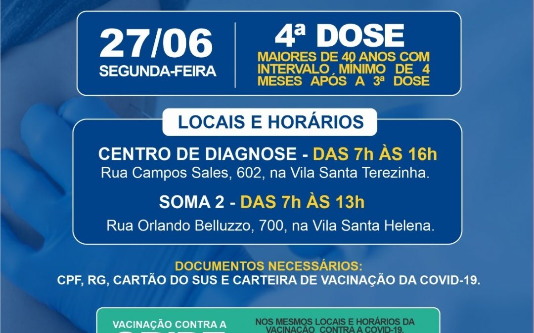Covid-19: Bariri inicia aplicação da 4ª dose para pessoas com mais de 40 anos