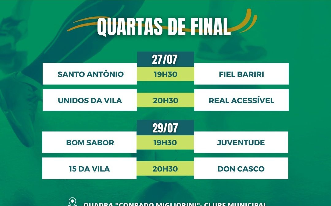 Nesta quarta-feira (27) tem quartas de final do Futsal na quadra do municipal