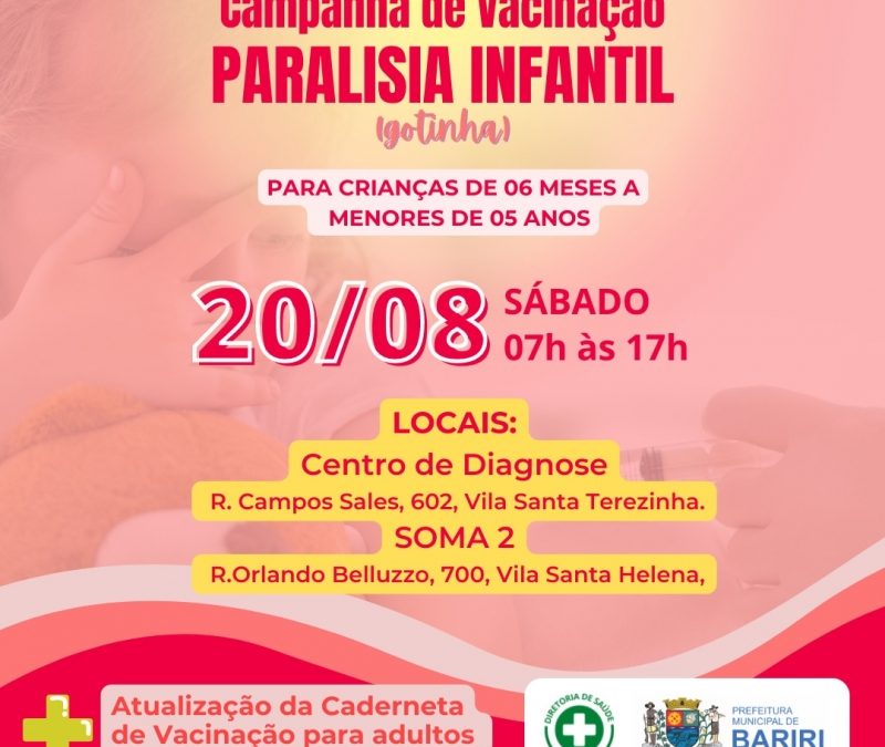 Bariri realiza amanhã campanha de vacinação contra a pólio