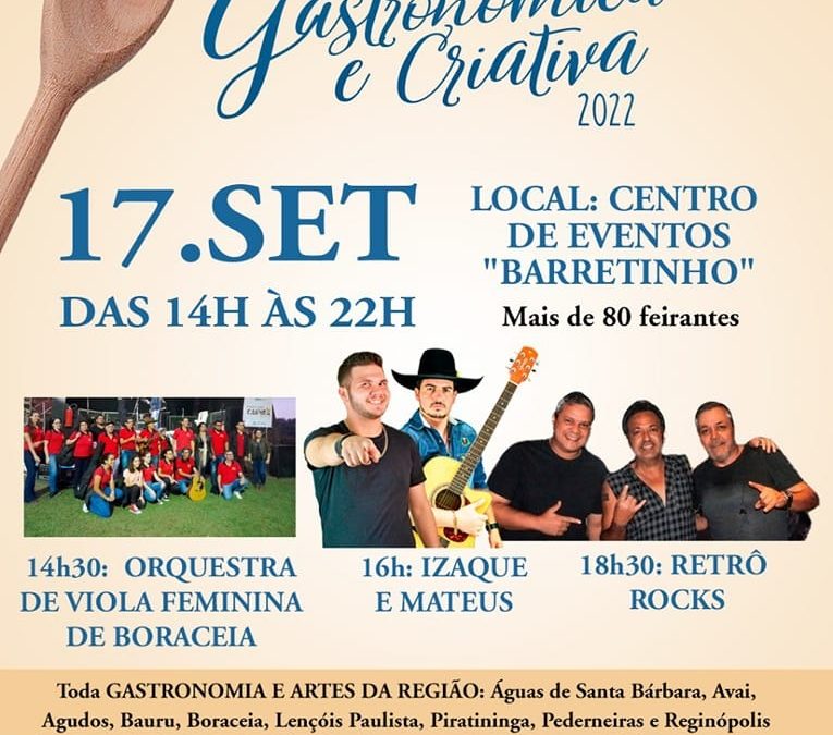 Boraceia recebe 1ª Feira Gastronômica e Criativa