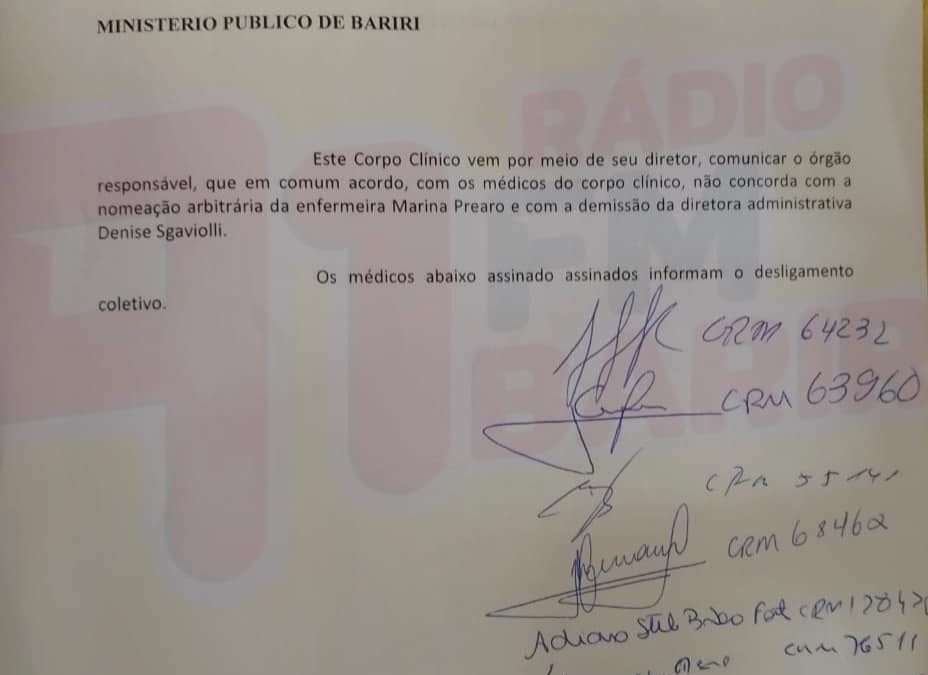 Santa Casa de Bariri: Prefeito confirma saída de Denise; corpo clínico assina demissão