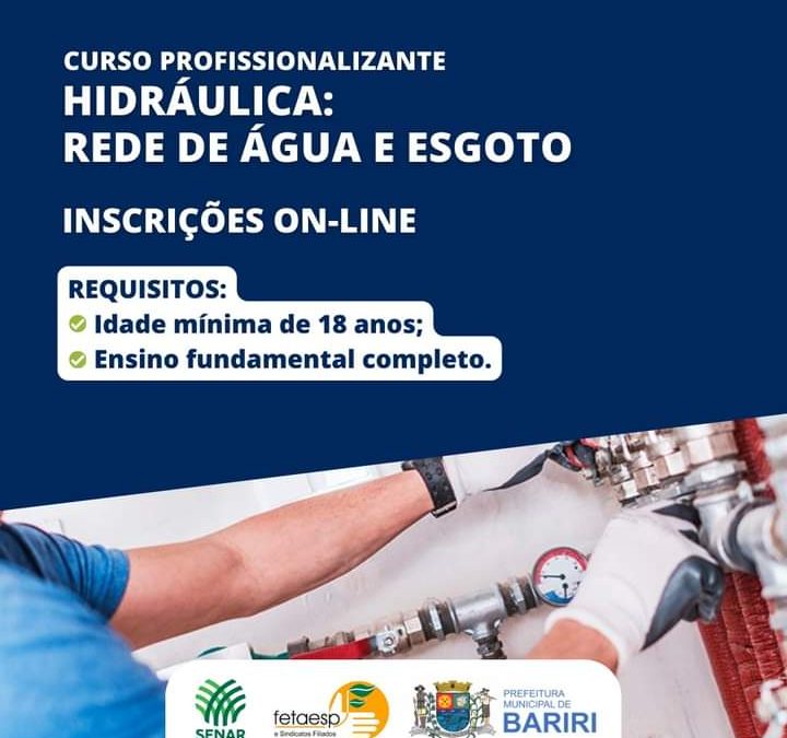 Bariri: Curso de hidráulica está com inscrições abertas