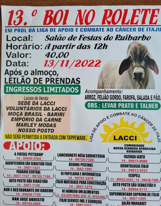 Liga do Câncer de Itaju promove Boi e Porco no Rolete