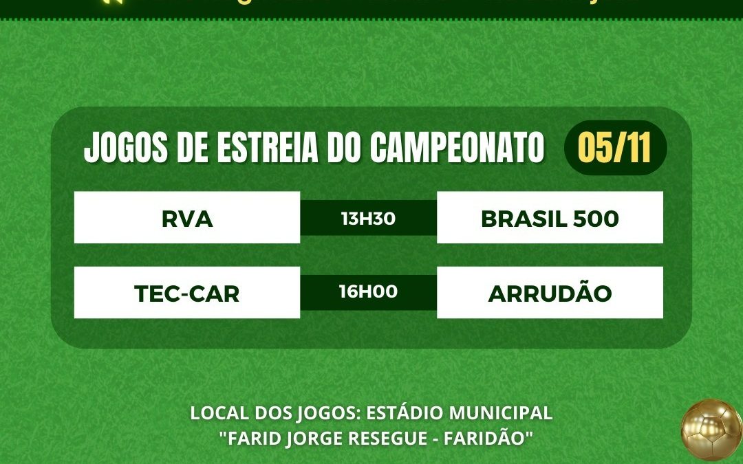 Neste sábado começa campeonato de futebol no Faridão