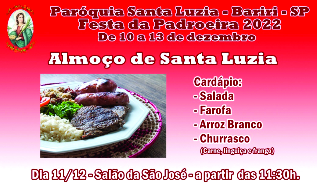 No próximo final de semana tem Festa de Santa Luzia
