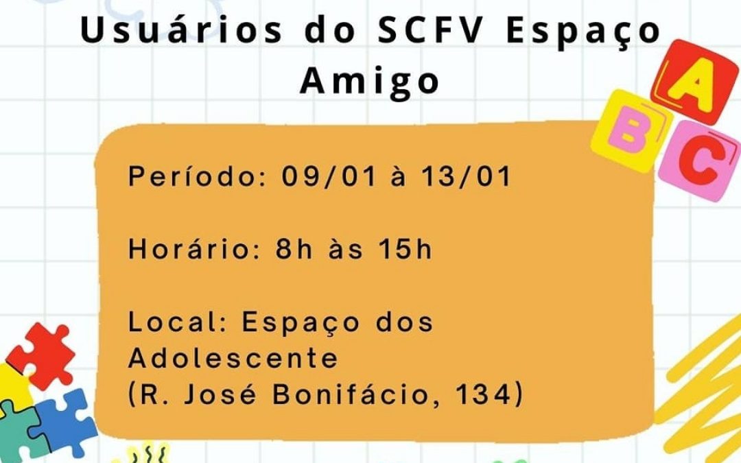Espaço Amigo realiza atualização cadastral até sexta-feira