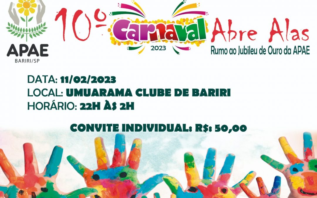 Apae realiza Carnaval Abre Alas dia 11 de fevereiro