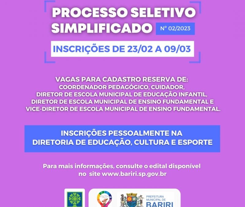Educação: inscrições para processo seletivo se encerram dia 9 de março