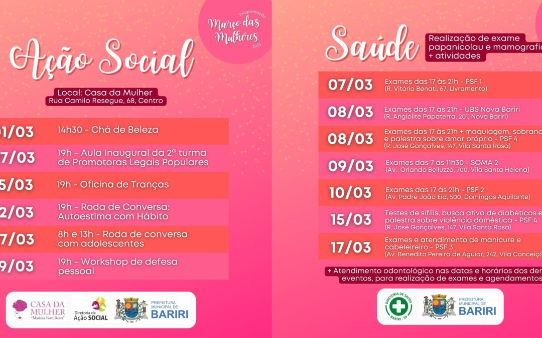 Saúde e Ação Social promovem “Março das Mulheres 2023”