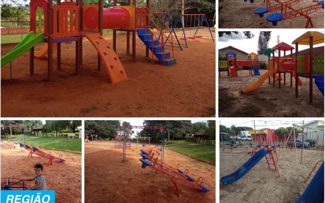 Prefeitura de Itaju instala novos brinquedos nos parques infantis