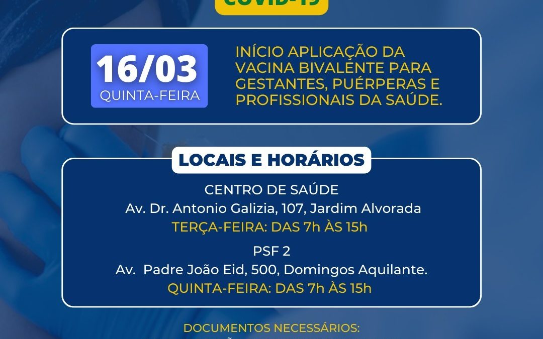 Liberada vacina bivalente para gestantes, puérperas e profissionais da saúde