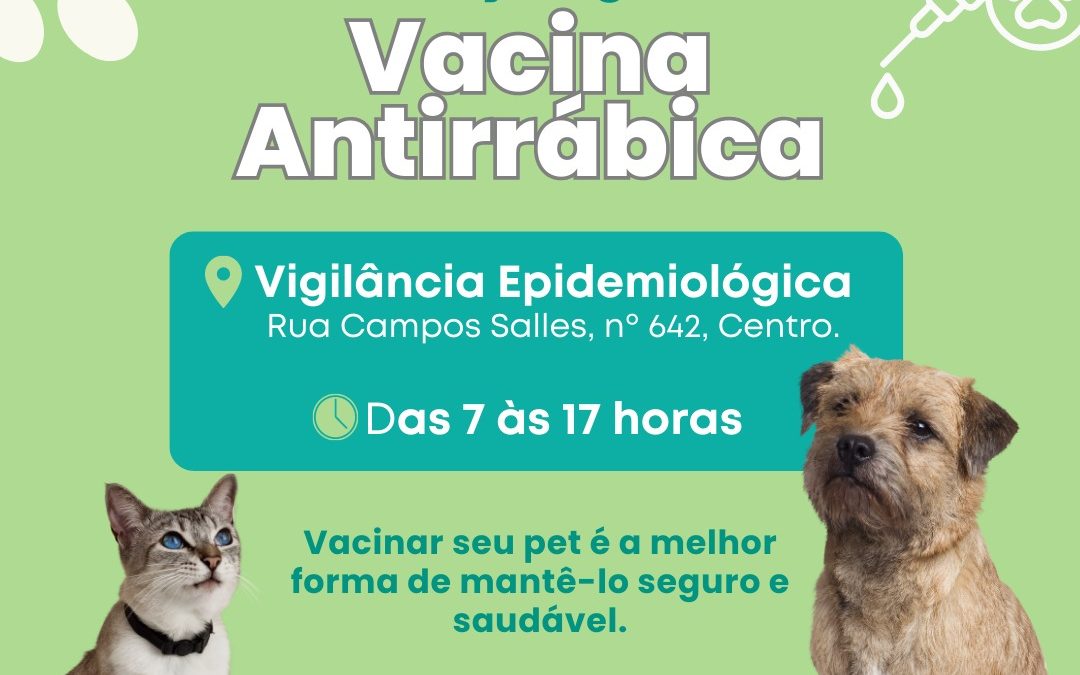 Vigilância Epidemiológica disponibiliza antirrábica de graça