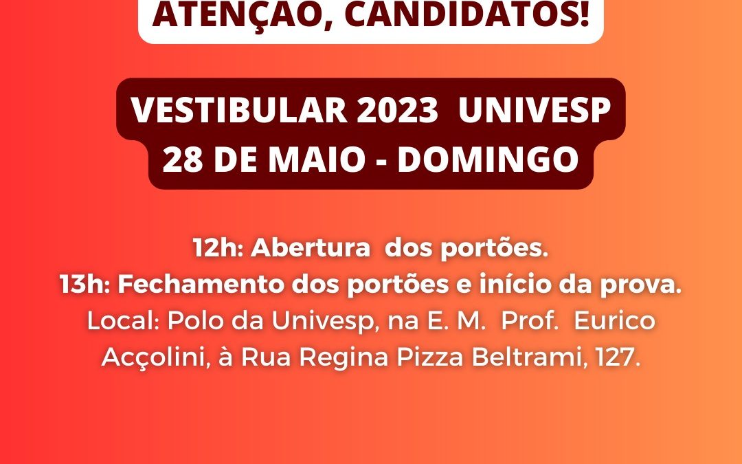 Neste domingo, Univesp realiza vestibular na Escola Eurico