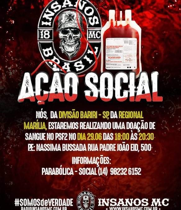 Bariri: Insanos promove campanha de doação de sangue nesta quinta-feira