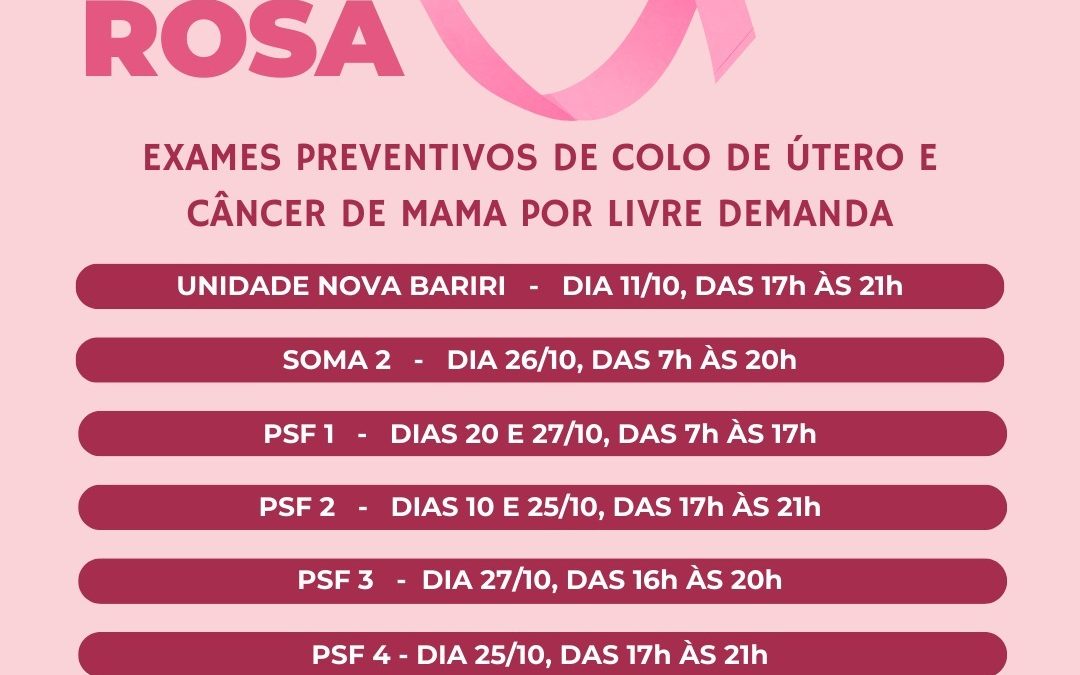 Outubro Rosa traz mutirão de exames nas unidades de saúde