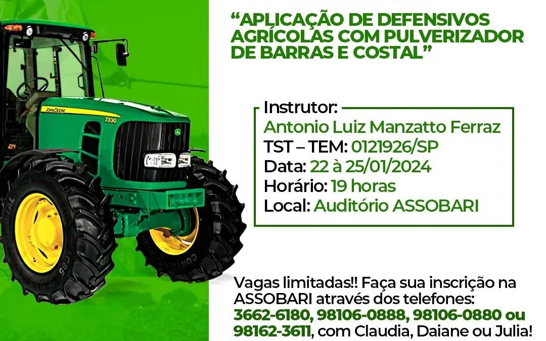 BARIRI: Assobari oferece treinamento para operadores de máquinas agrícolas
