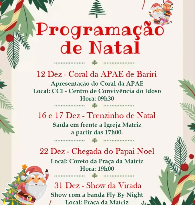 REGIÃO: Prefeitura de Itaju anuncia programação de Natal