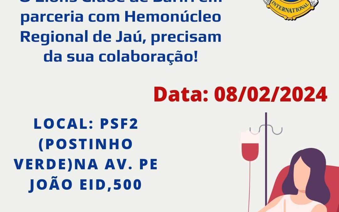 Saúde: Quinta-feira tem campanha de doação de sangue