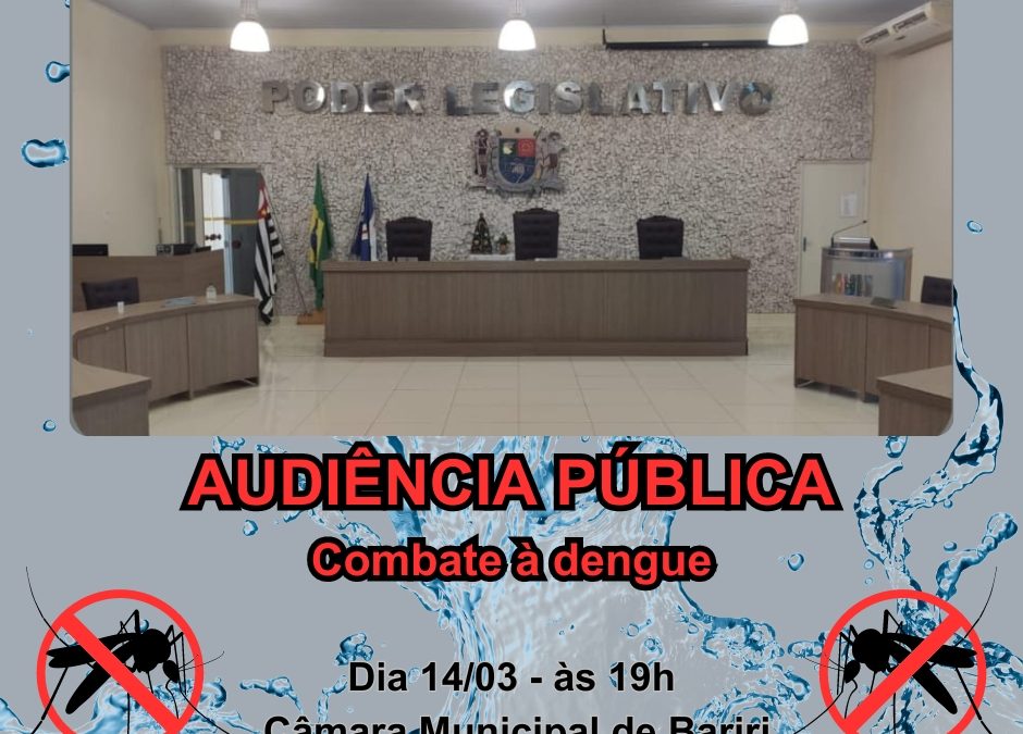 Câmara fará audiência pública para discutir ações contra a dengue