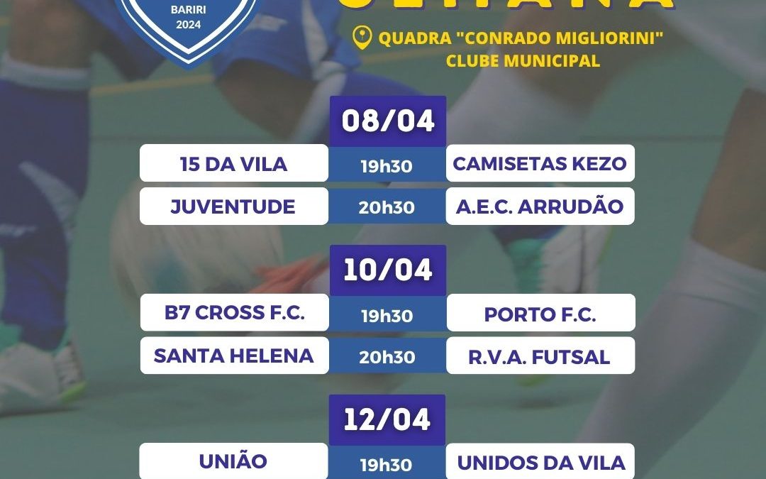 Campeonato de Futsal retorna rodada nesta segunda-feira