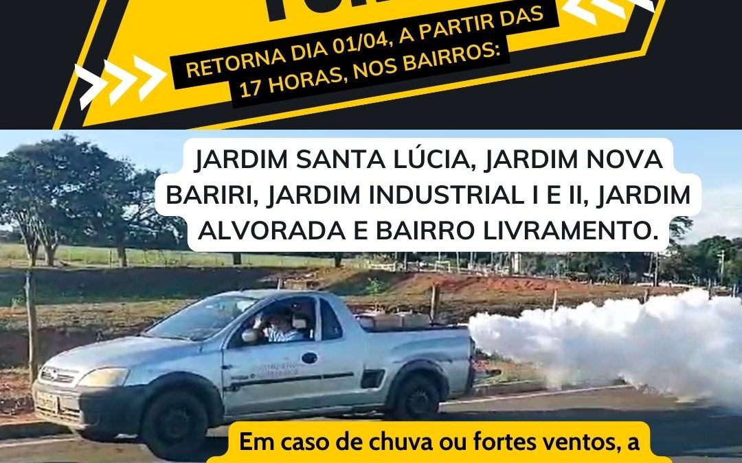 Saúde: “Fumacê” de combate à dengue retorna nesta segunda-feira