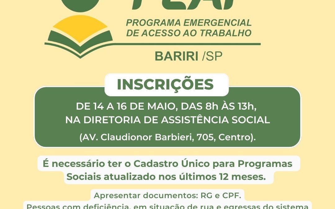 Cidade: Peat segue com inscrições abertas até quinta-feira