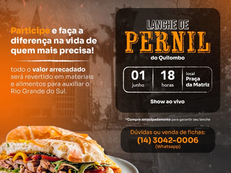 Cidade: Lanche de pernil em prol do Rio Grande do Sul