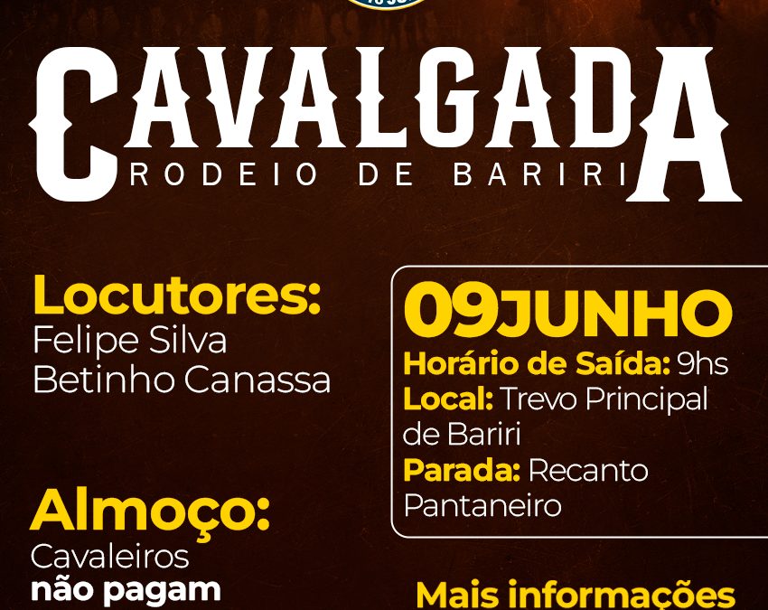 Cidade: Cavalgada em Bariri acontece no dia 9 de junho