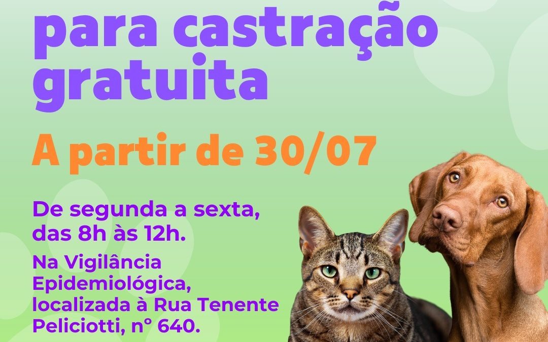 Saúde: Vigilância Epidemiológica cadastra para castração de animais