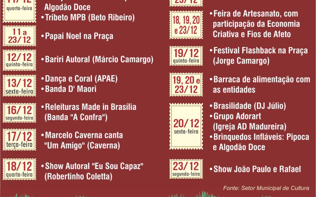 Cidade: Programação de Natal começa nesta quarta-feira