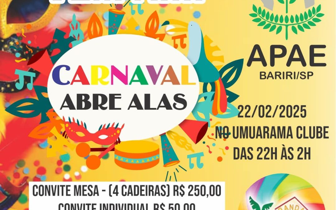 Cultura: Carnaval Abre Alas será dia 22 de fevereiro