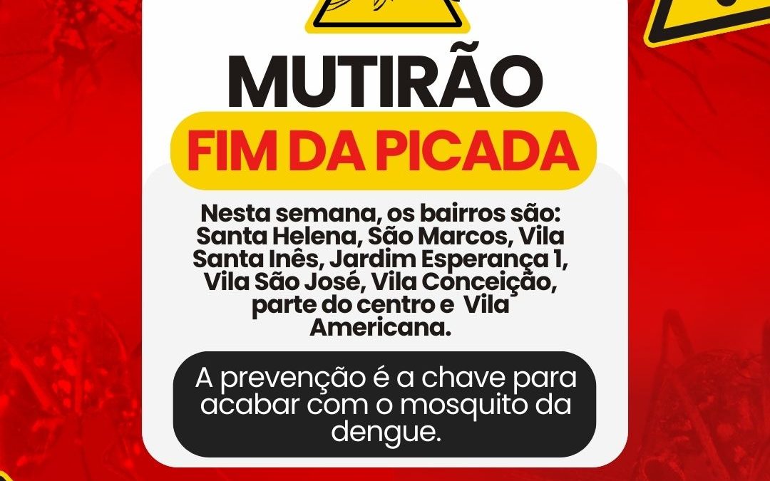 Saúde: Oito bairros recebem mutirão “Fim da Picada” contra dengue